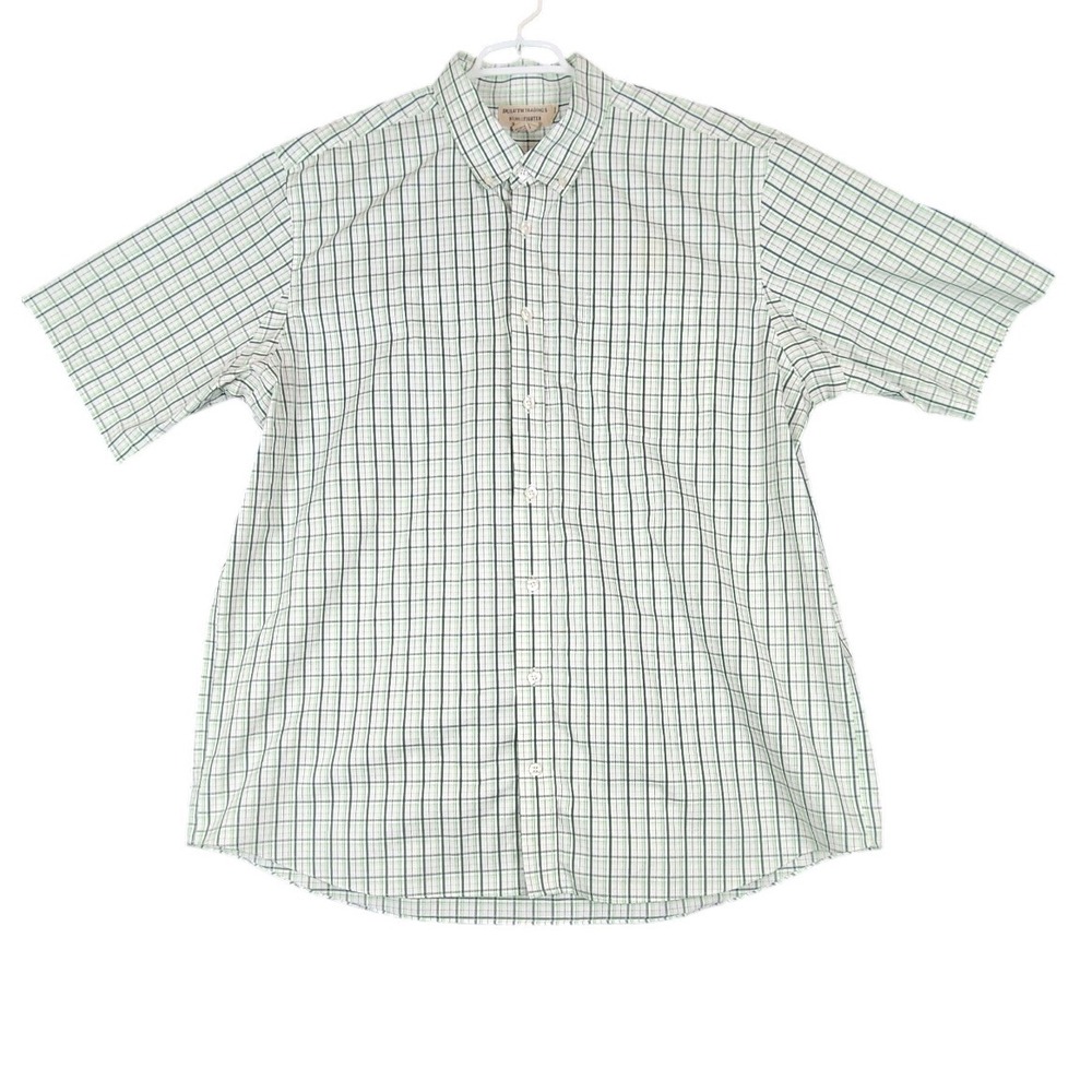 Duluth Trading Wrinklefighter Shirt 2XL Tall Plaid Button‎ Up Short Sleeve